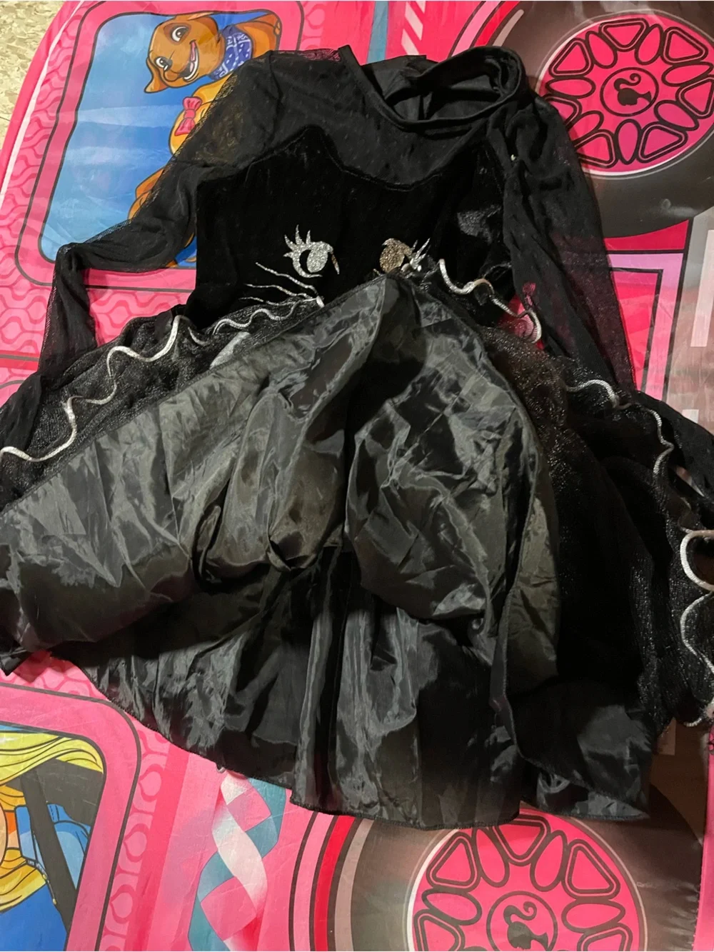 Girls' Black Cat Tutu Costume Dress with White Bow